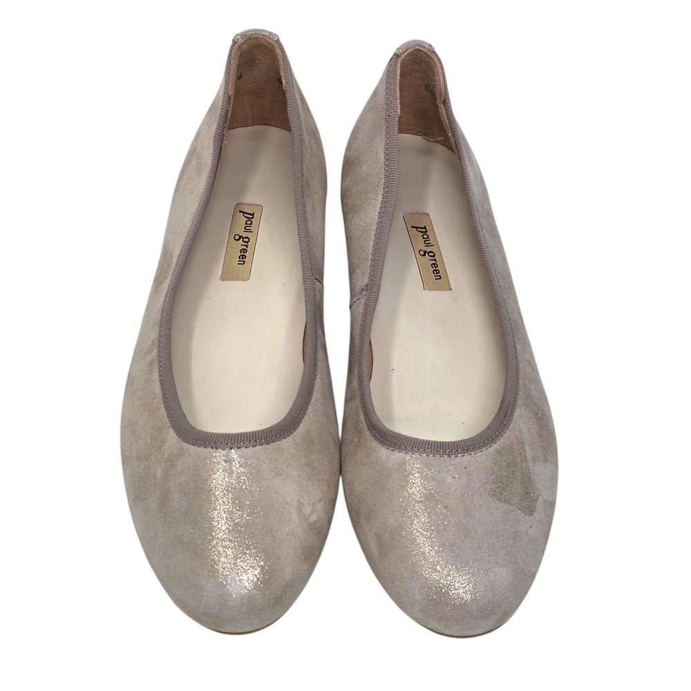 Paul Green Taupe Metallic Suede Ballerina Flats Made in Austria Size 6.5 US $395